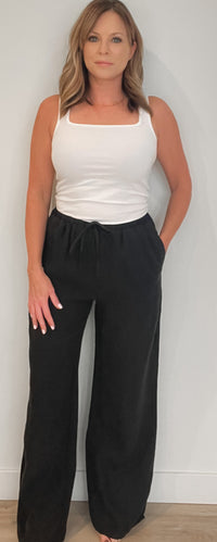 Capri Linen Pant-Black