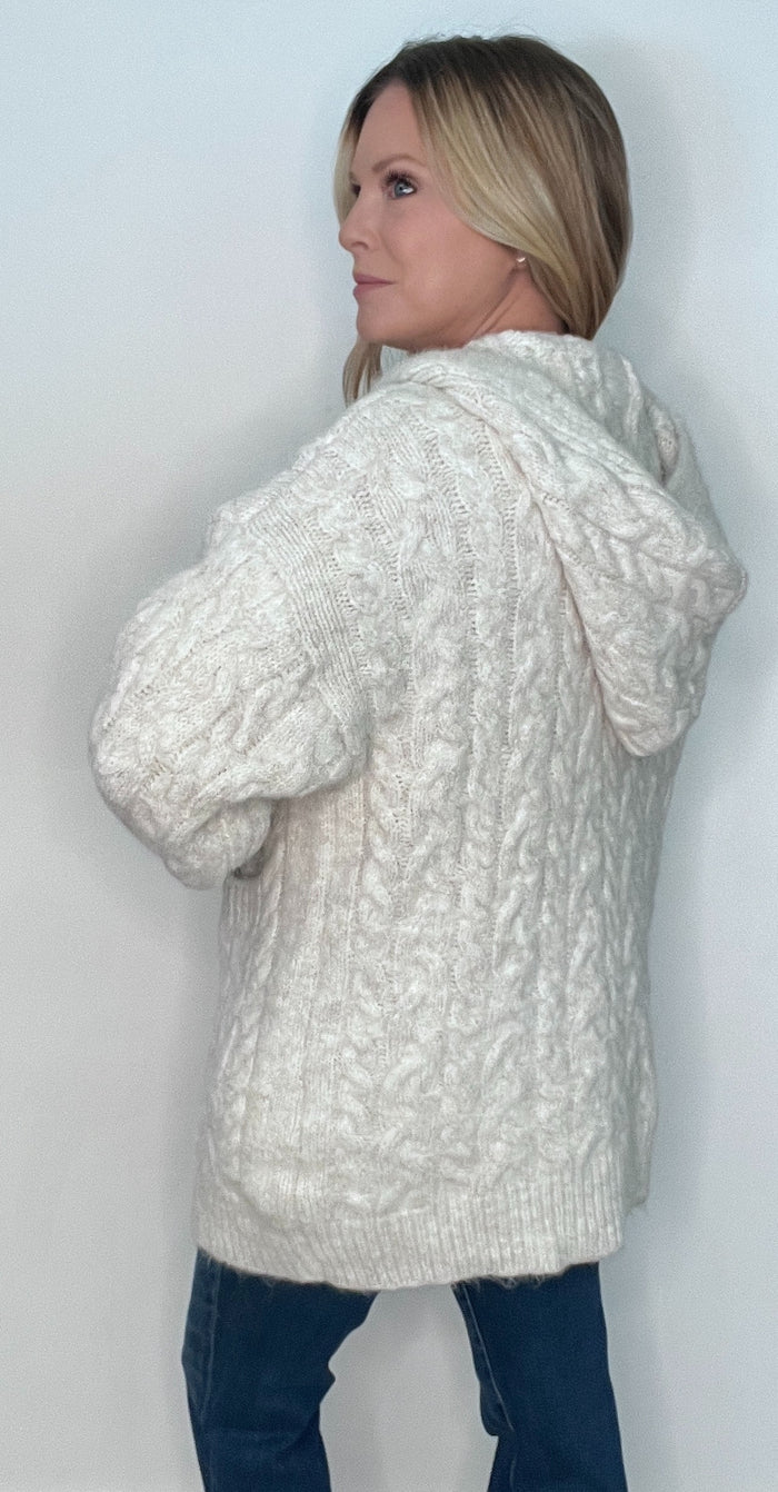 The Cozy Cable Hoodie-Cream