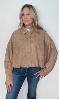 Clara Suede Blouson Jacket-Tan