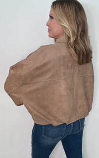 Clara Suede Blouson Jacket-Tan