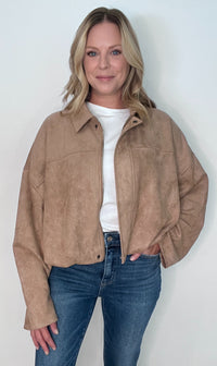 Clara Suede Blouson Jacket-Tan