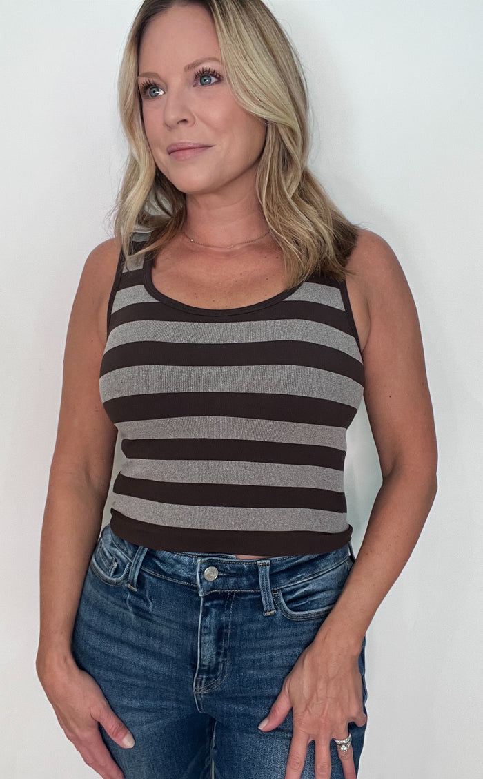 The Harborline Padded Tank-Coffee Bean