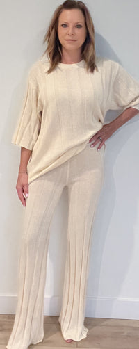 Beachcomber Cotton Ribbed Pant-Cream -Final Sale