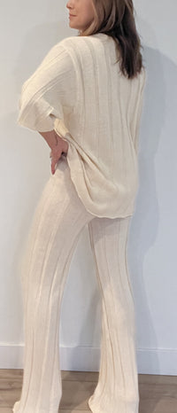 Beachcomber Cotton Ribbed Pant-Cream -Final Sale
