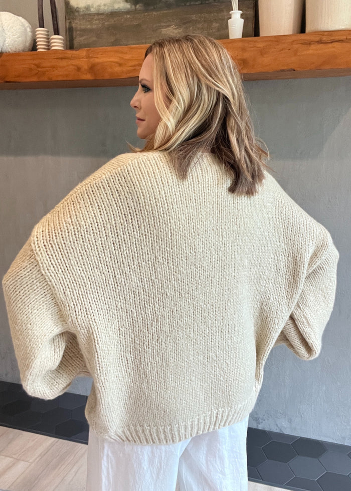 Mia Tie Front Cardigan-Light Taupe-Final Sale