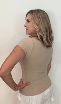 Luna Breeze Ribbed Top-Beige-Final Sale