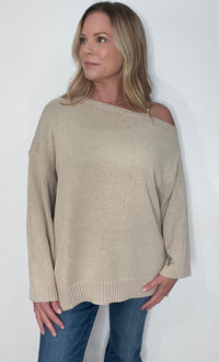 Pinecrest One Shoulder Sweater-Oatmeal