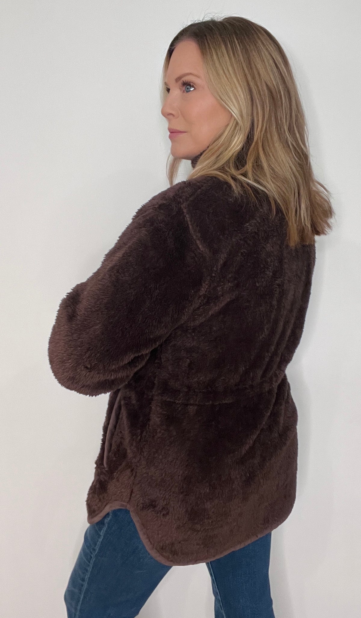 The Cozy Plush Jacket-Espresso
