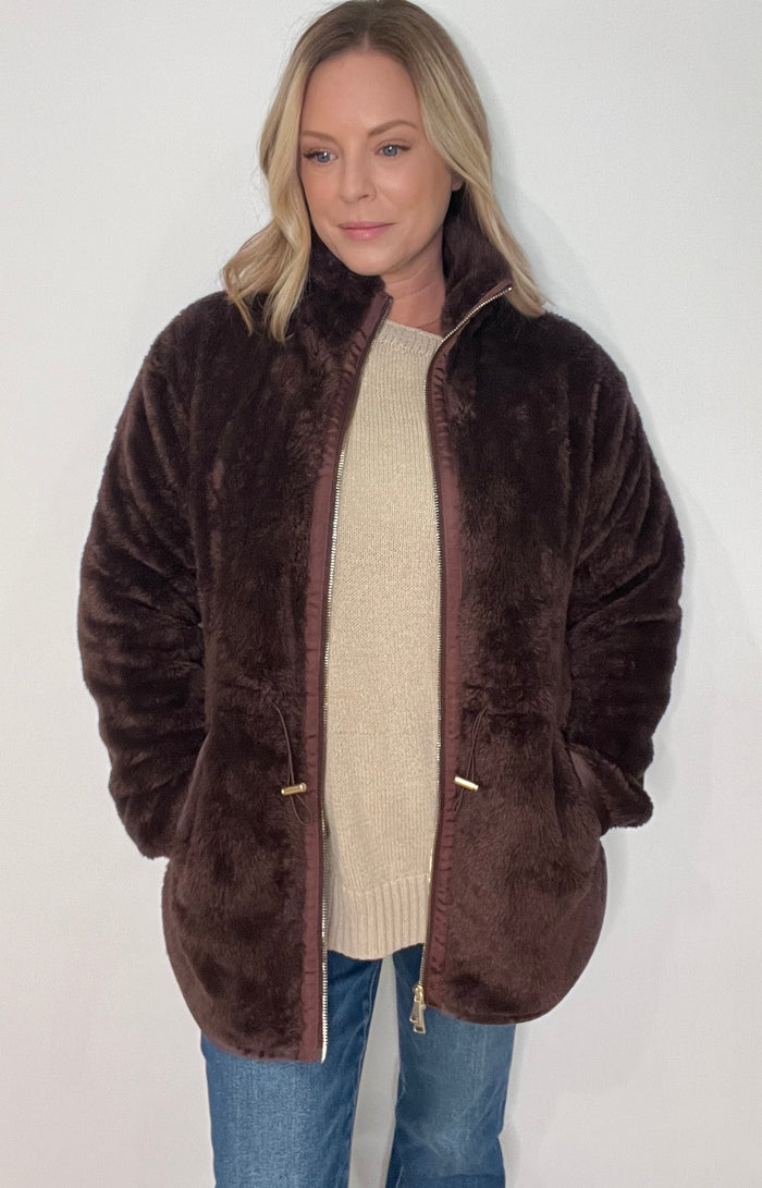 The Cozy Plush Jacket-Espresso