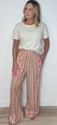 Harvest Days Pants-Beige/Pink