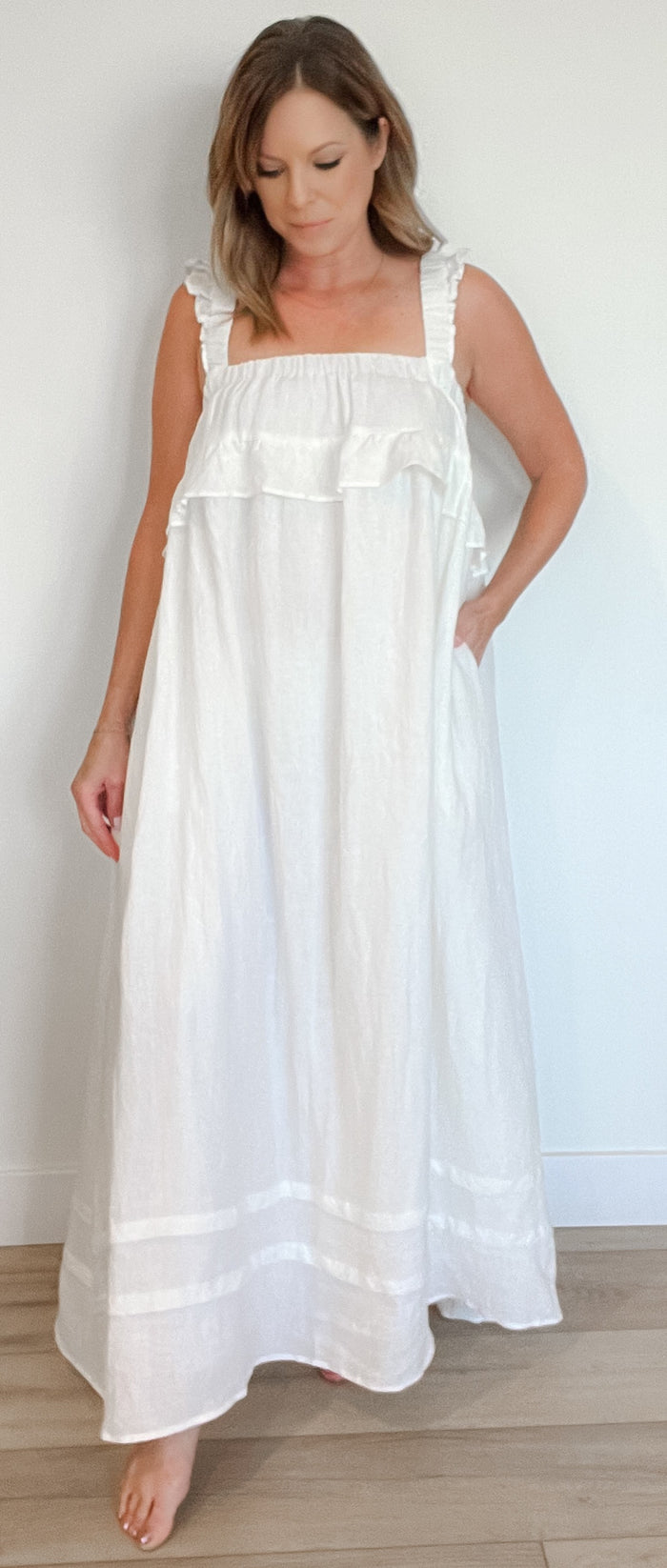 Cape Cod Linen Maxi Dress-Final Sale