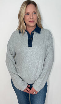 Northwoods Pullover-Heather Grey/Denim