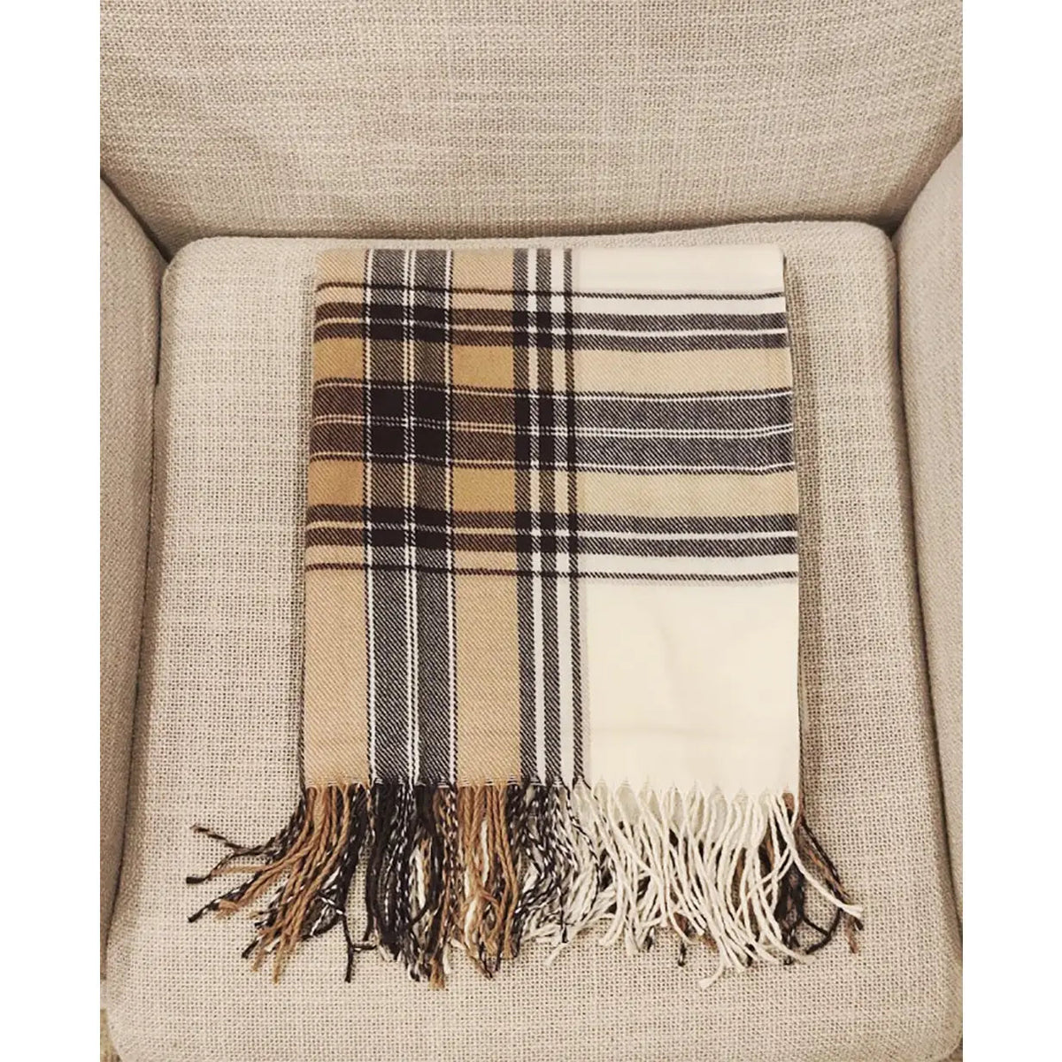 Classic Plaid Throw-Brown/Cream