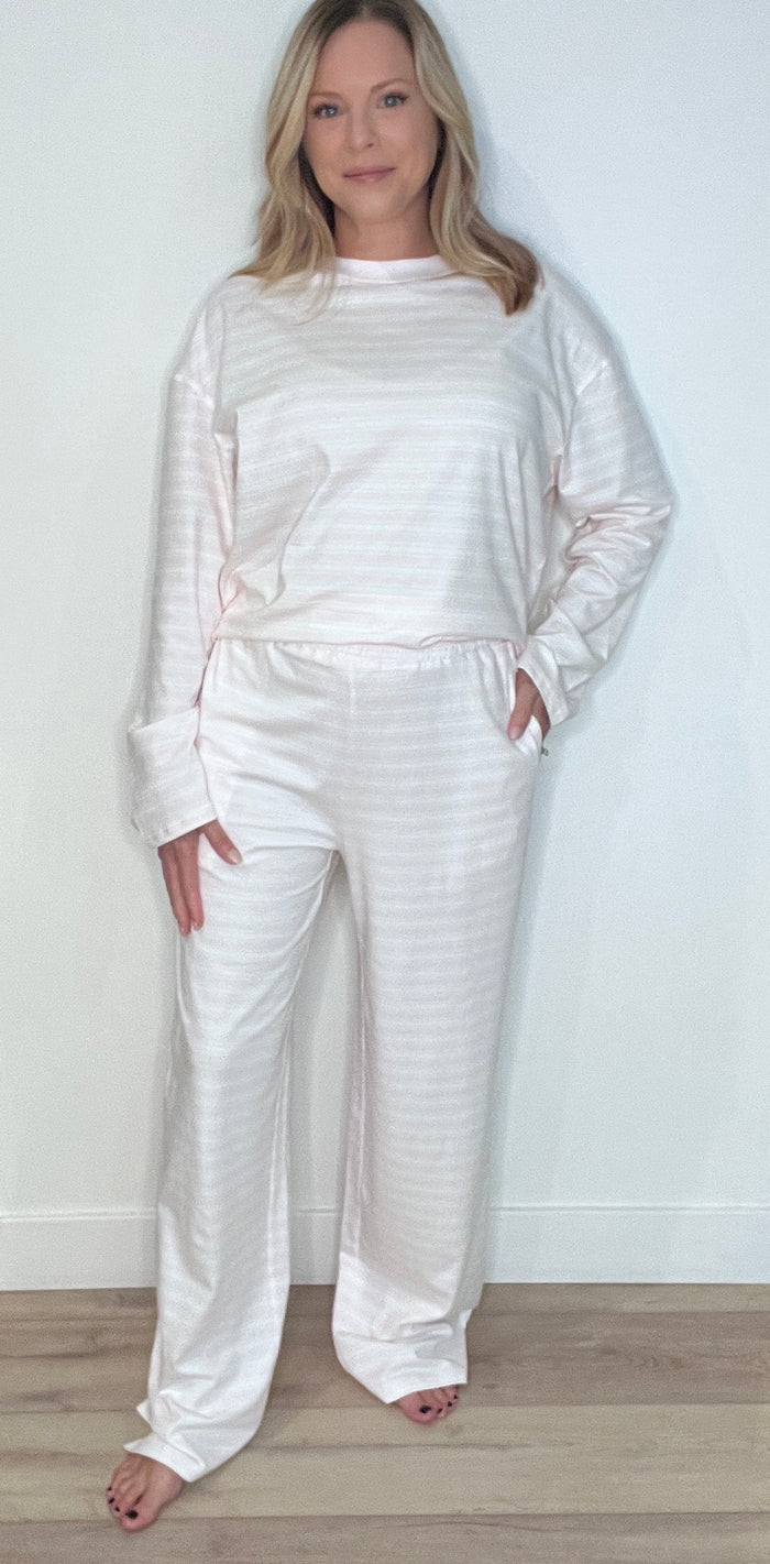 The Weekend Pants-Blush/White