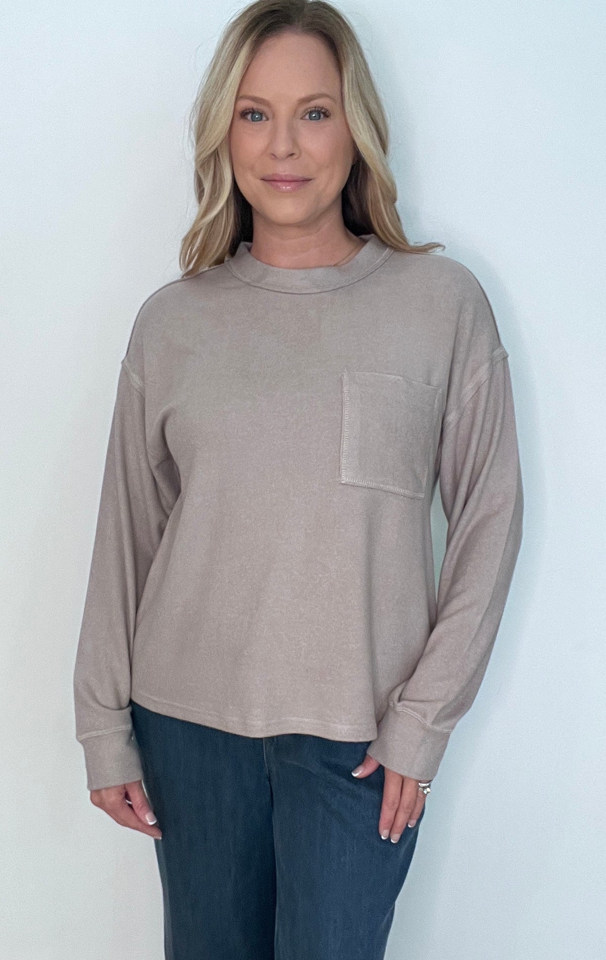 Soft Season Top-Heather Taupe