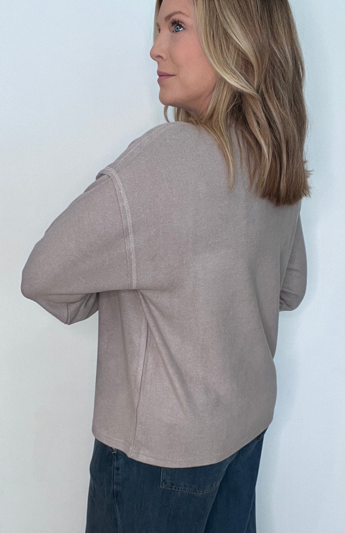 Soft Season Top-Heather Taupe
