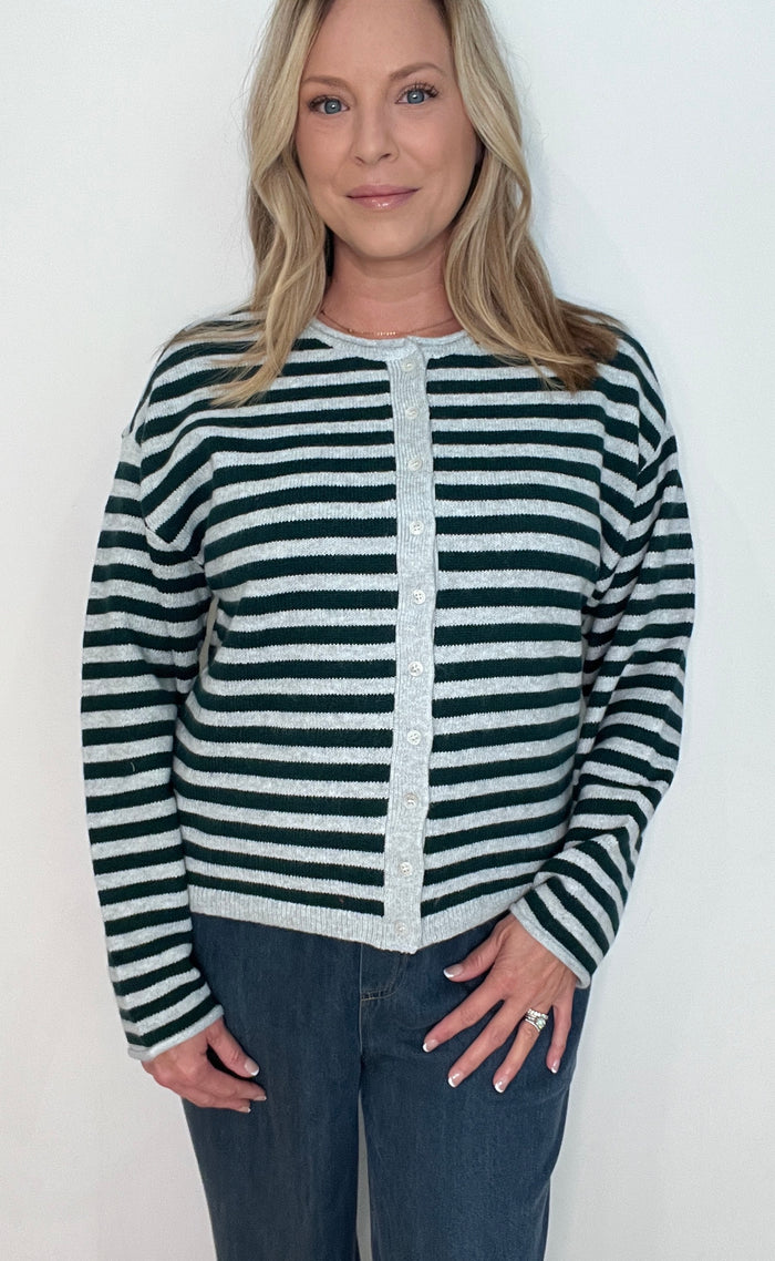 The Forest Lane Cardigan-Pine/Grey