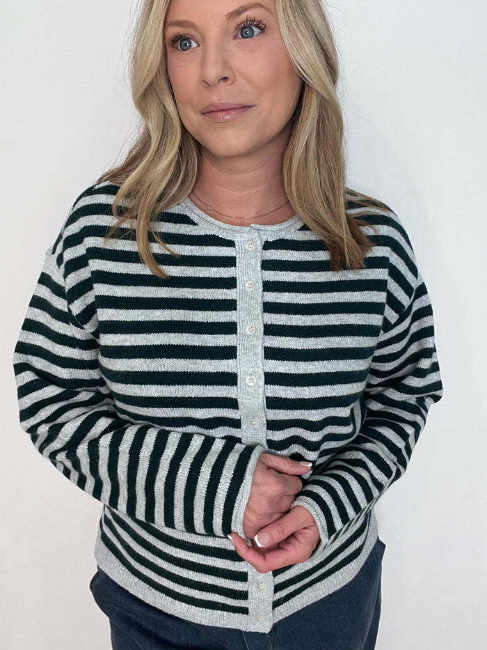 The Forest Lane Cardigan-Pine/Grey