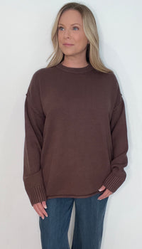 Boyfriend Oversized Sweater-Chocolate