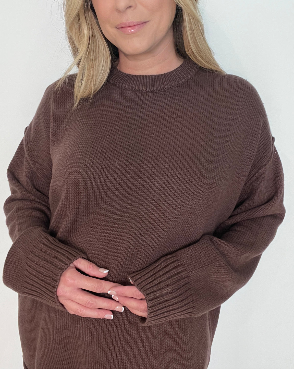 Boyfriend Oversized Sweater-Chocolate