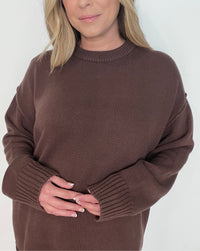 Boyfriend Oversized Sweater-Chocolate