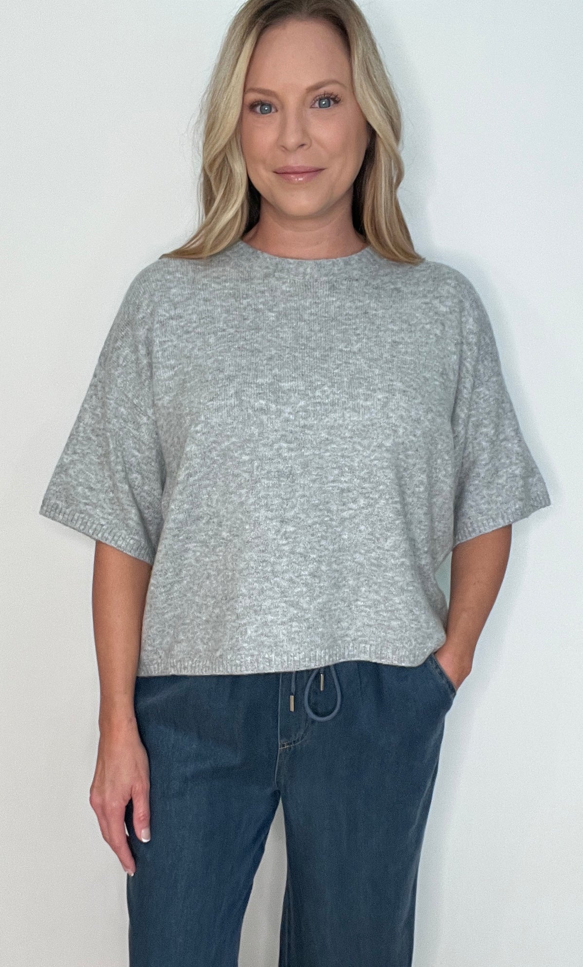 Oakley Knit Top-Heather Grey