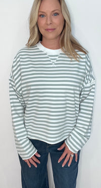 Coastal Sage Pullover-Sage/White
