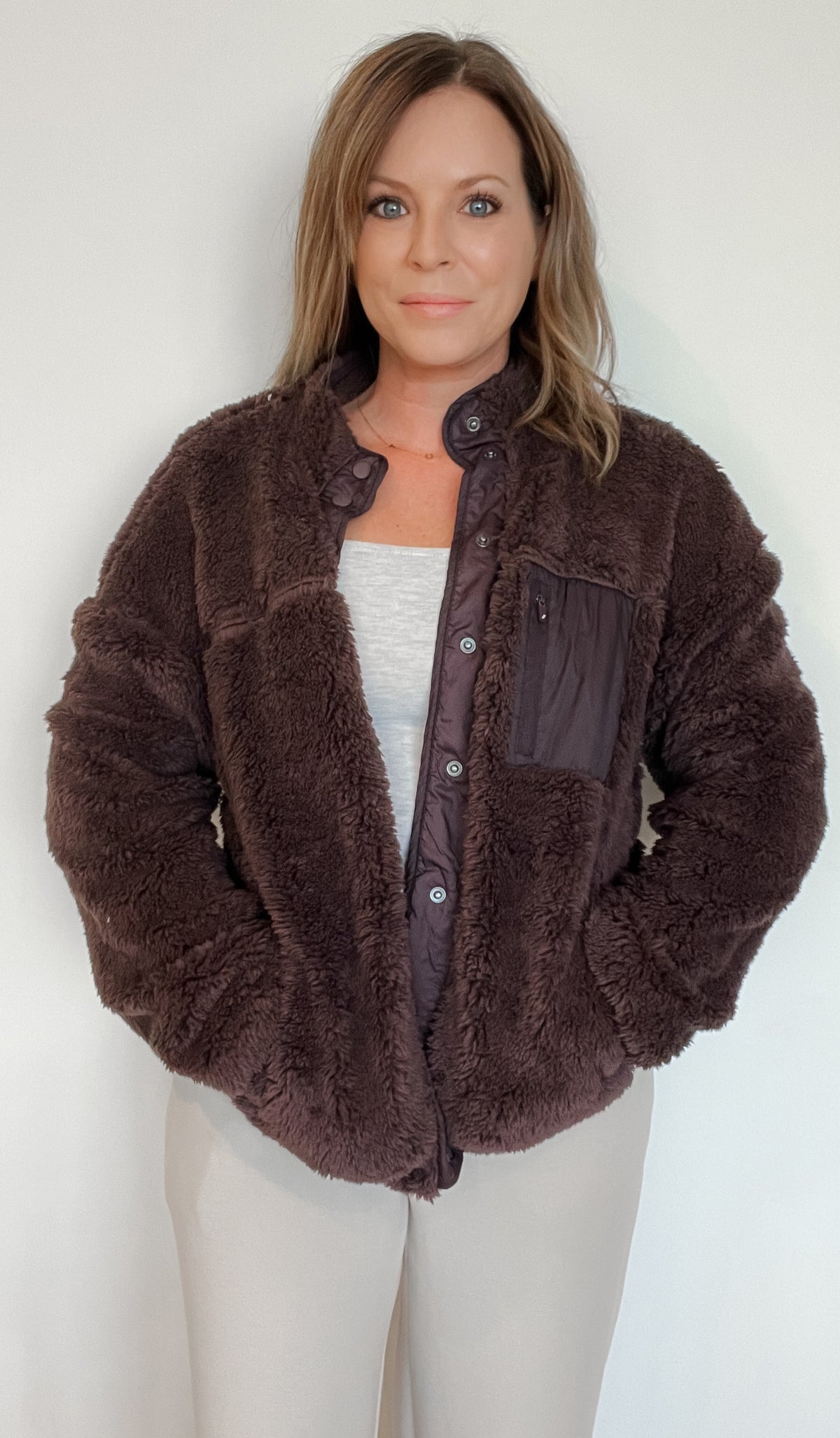 Kimble Fuzzy Jacket-Raisin-Final Sale