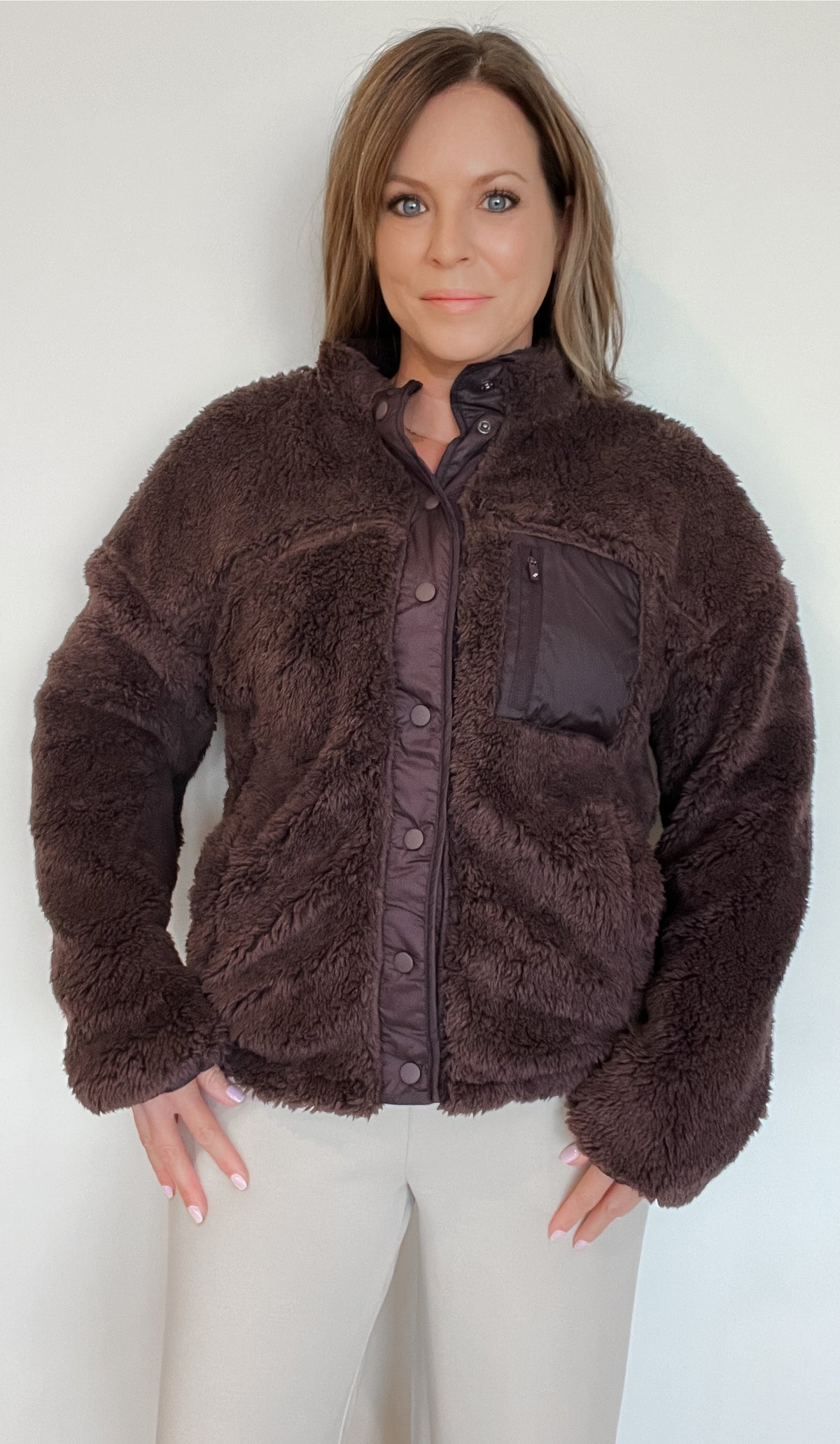 Kimble Fuzzy Jacket-Raisin-Final Sale