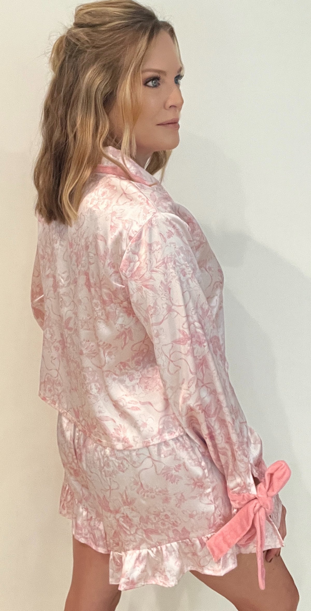 French Toile Satin Pjs-Pink-Final Sale