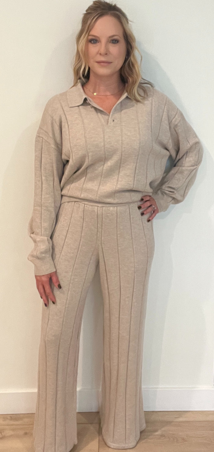 Birchbend Ribbed Pants-Beige-Final Sale