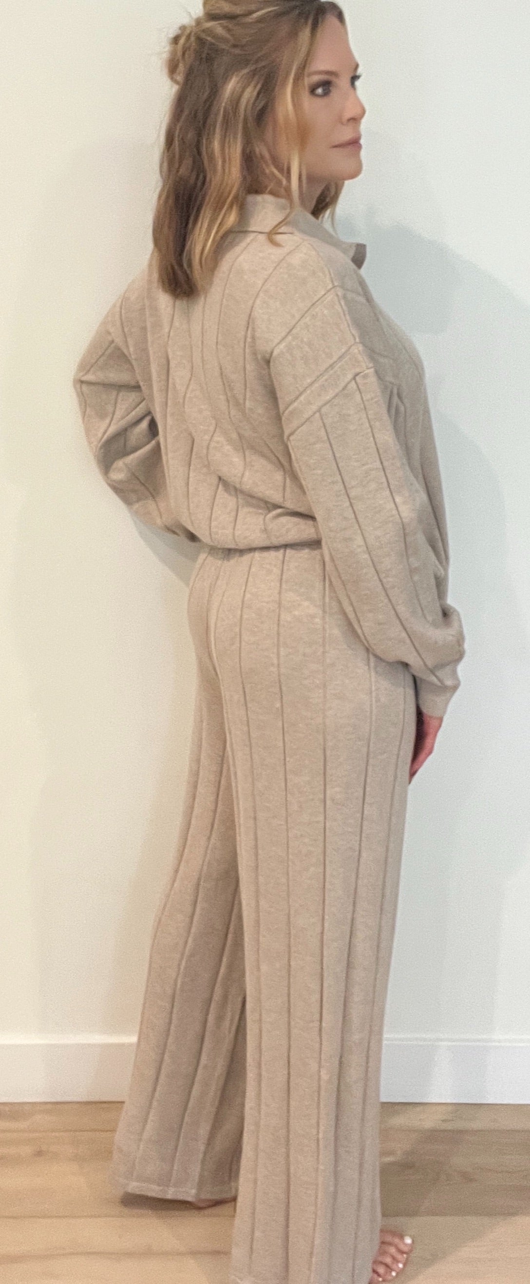 Birchbend Ribbed Pants-Beige-Final Sale