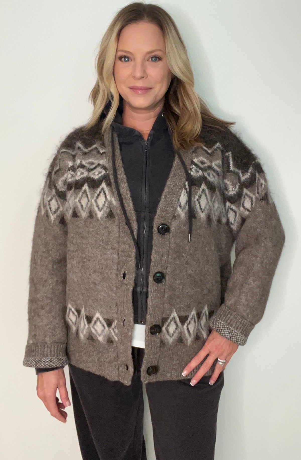 Alpine Lodge Cardigan-Mocha/Cream
