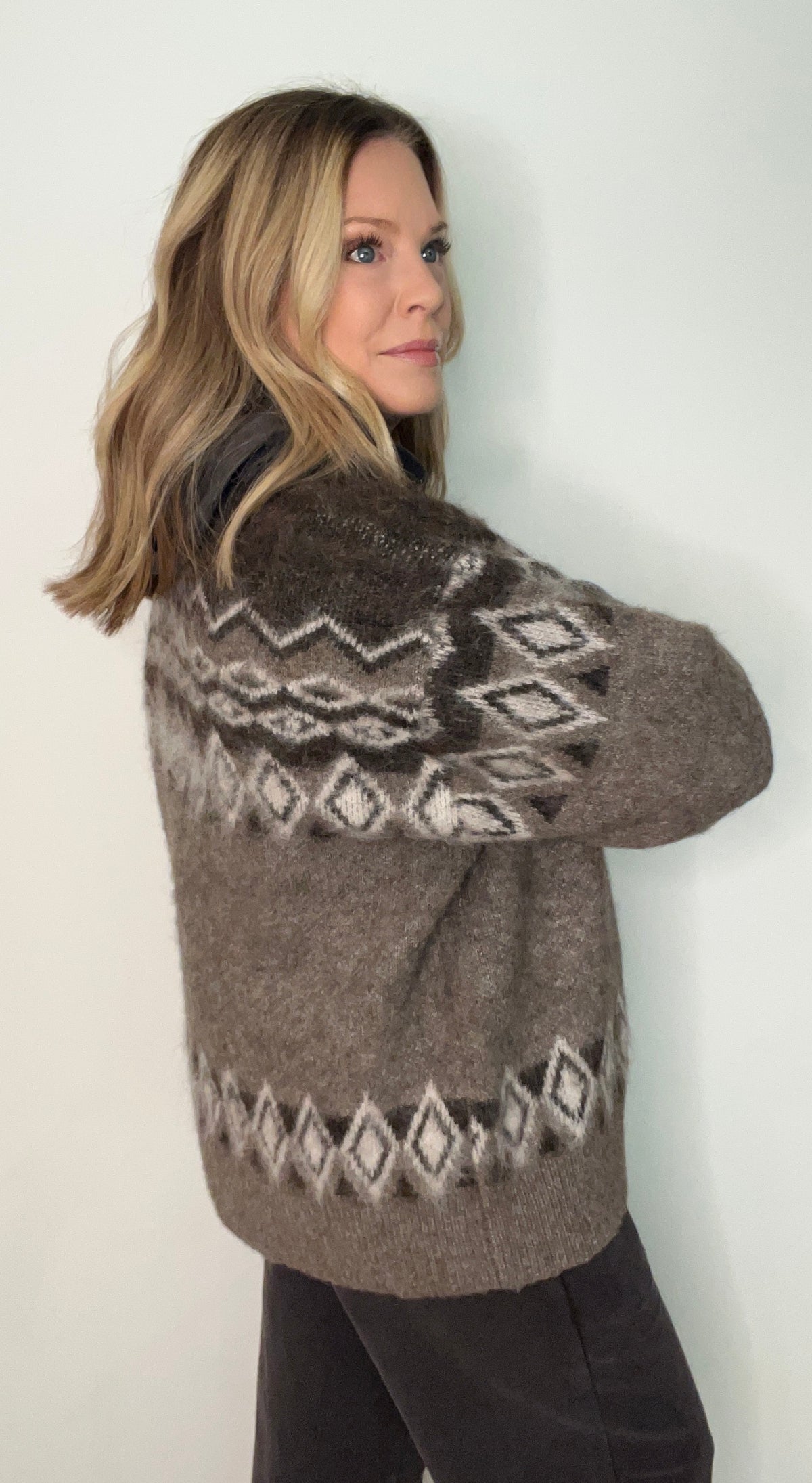 Alpine Lodge Cardigan-Mocha/Cream
