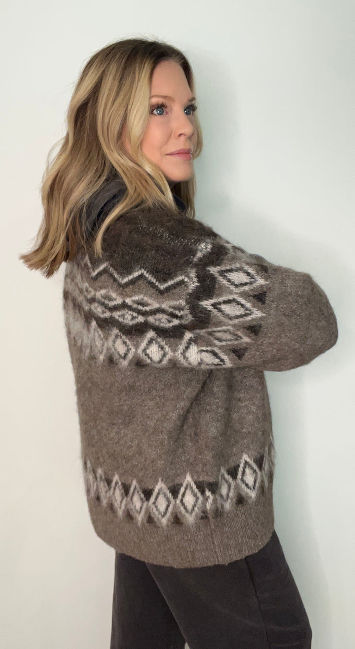 Alpine Lodge Cardigan-Mocha/Cream