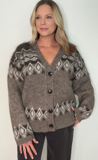 Alpine Lodge Cardigan-Mocha/Cream