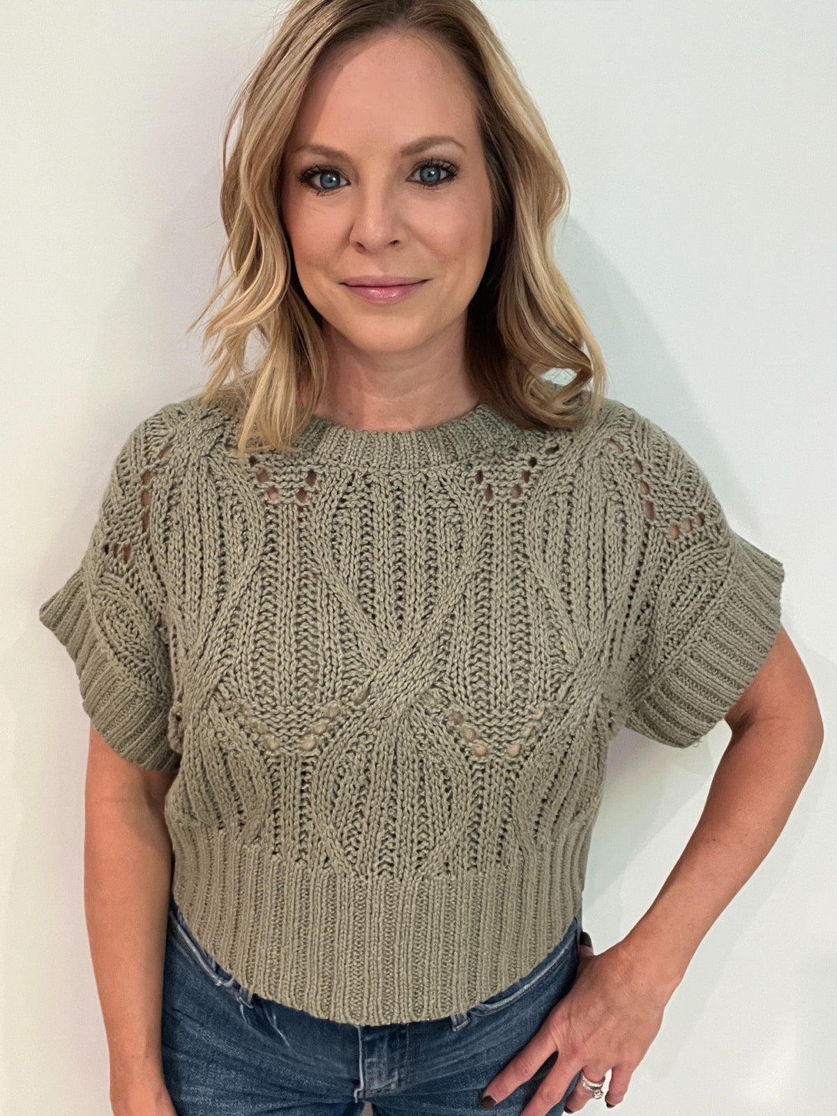 Blair Crochet Sweater-Light Olive-Final Sale