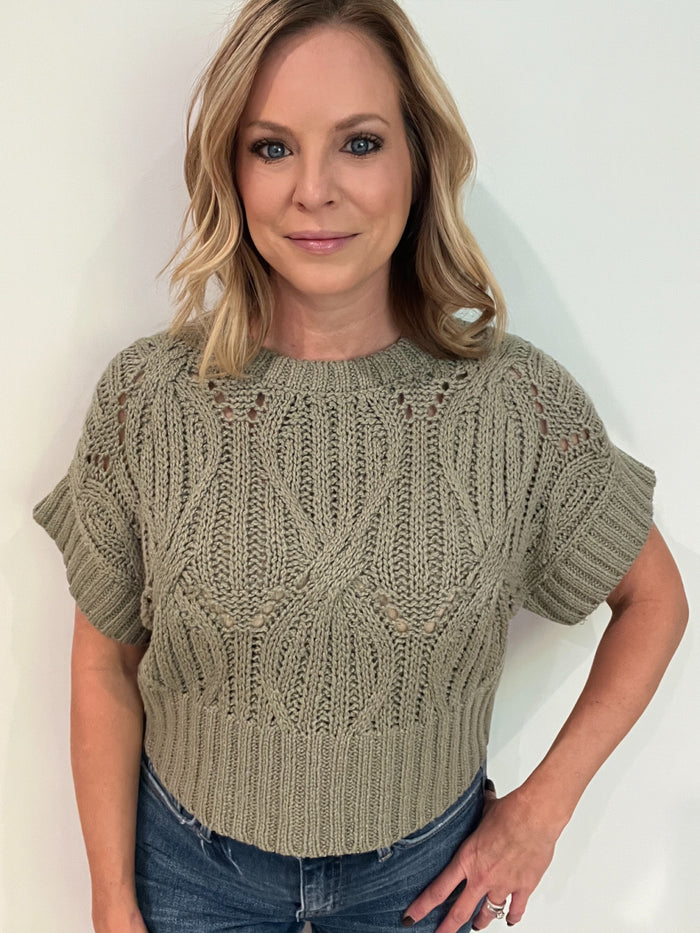 Blair Crochet Sweater-Light Olive-Final Sale