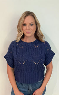 Blair Crochet Sweater-Navy-Final Sale