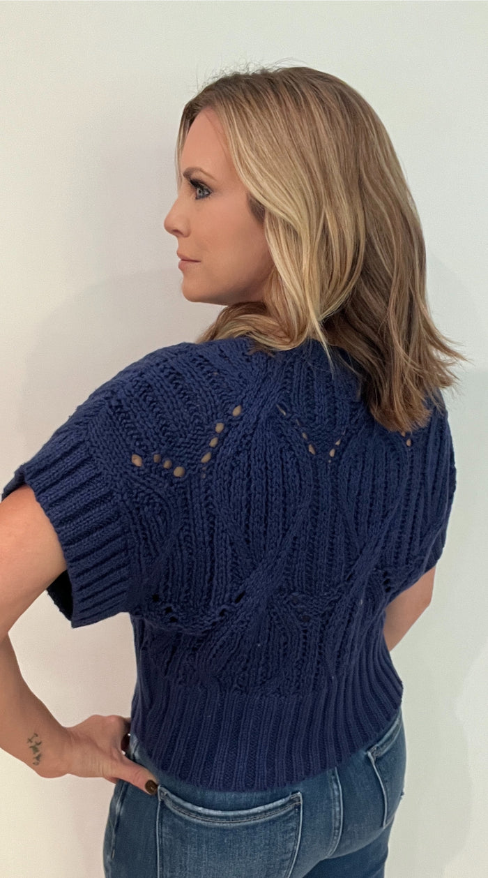 Blair Crochet Sweater-Navy-Final Sale