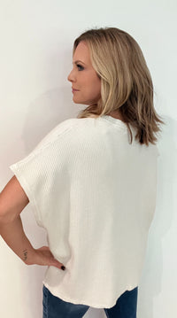 Terra Waffle Knit Top-Eggshell White-Final Sale