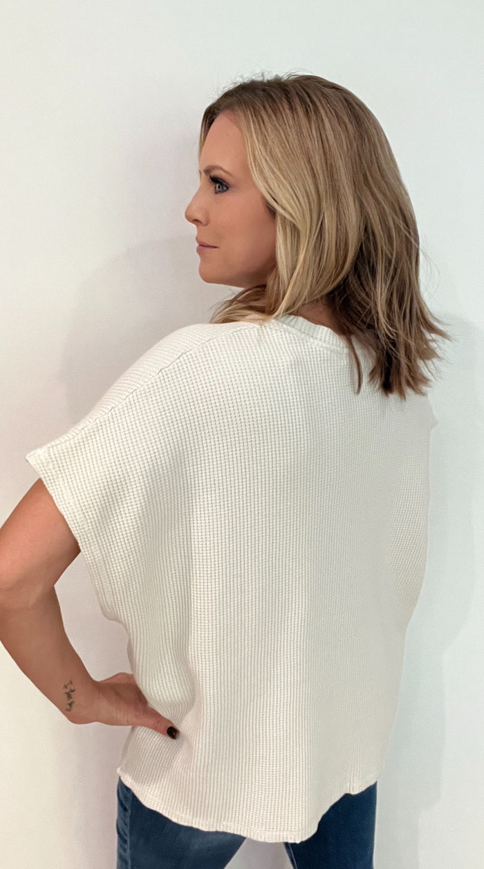 Terra Waffle Knit Top-Eggshell White-Final Sale
