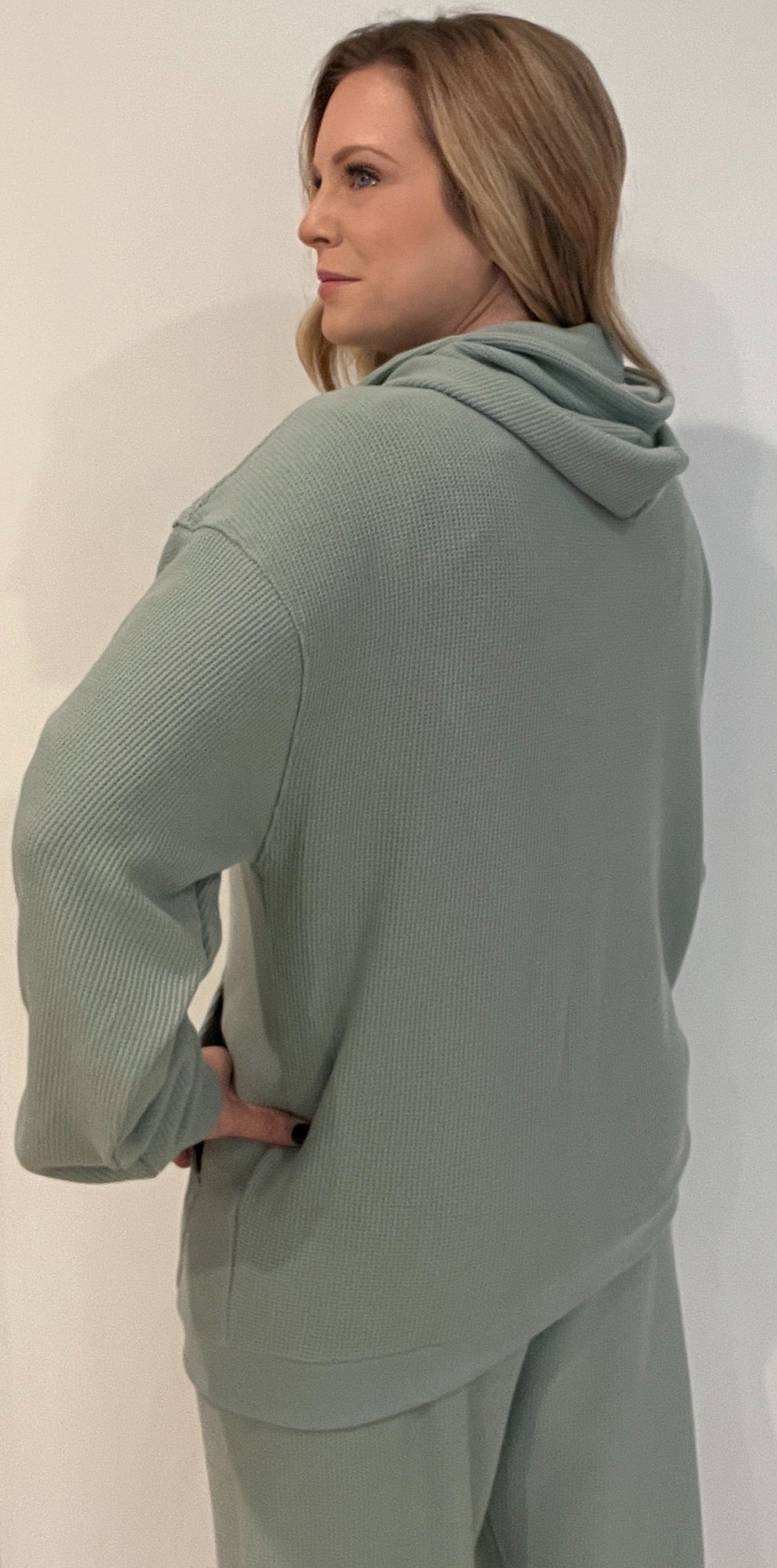Saturdays Waffle Hoodie-Sage-Final Sale