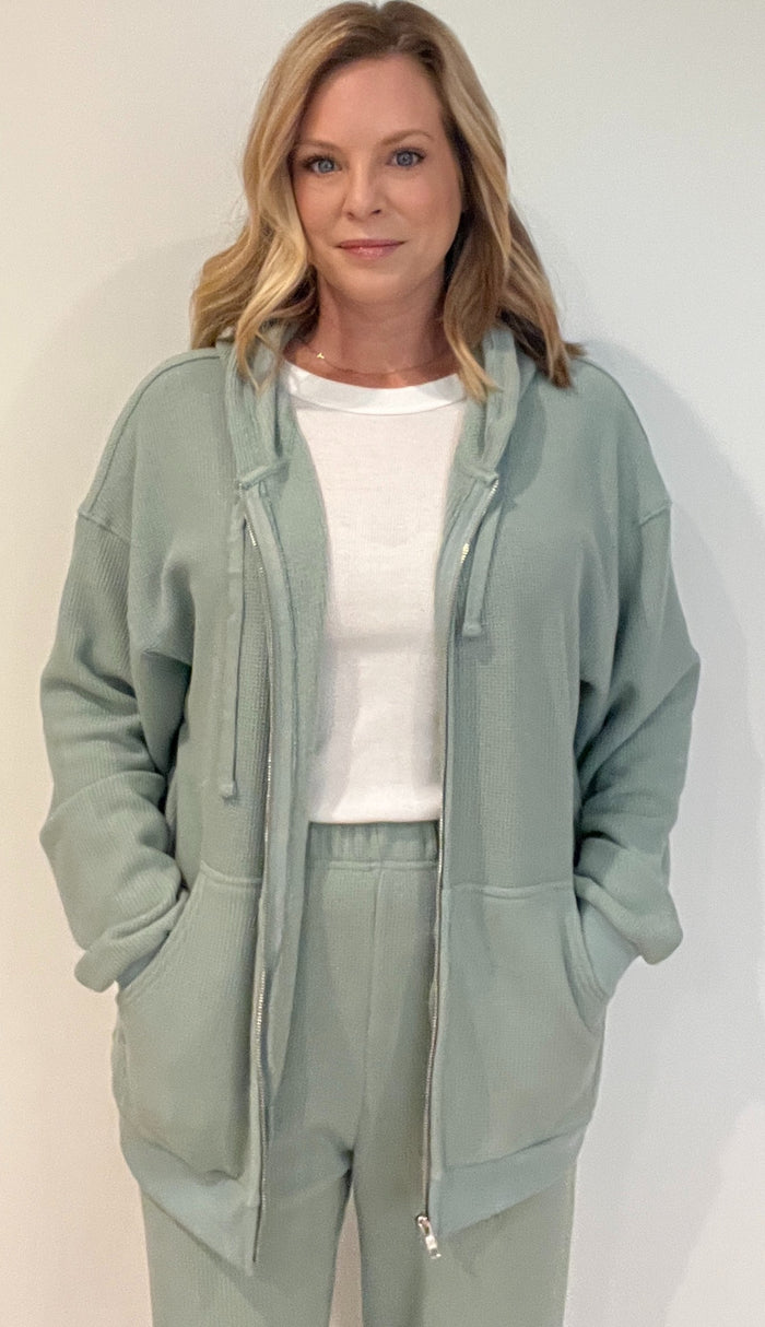 Saturdays Waffle Hoodie-Sage-Final Sale