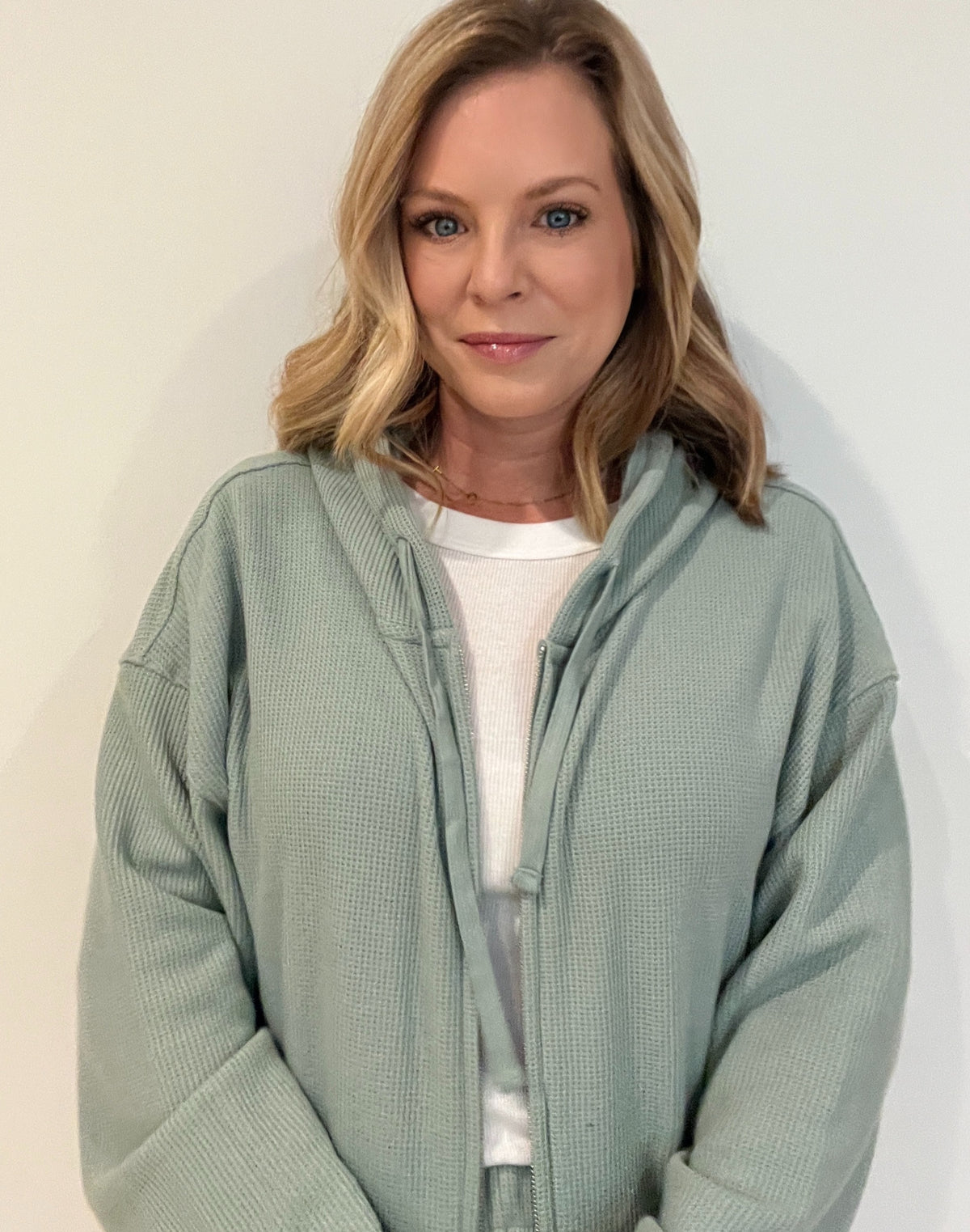 Saturdays Waffle Hoodie-Sage-Final Sale
