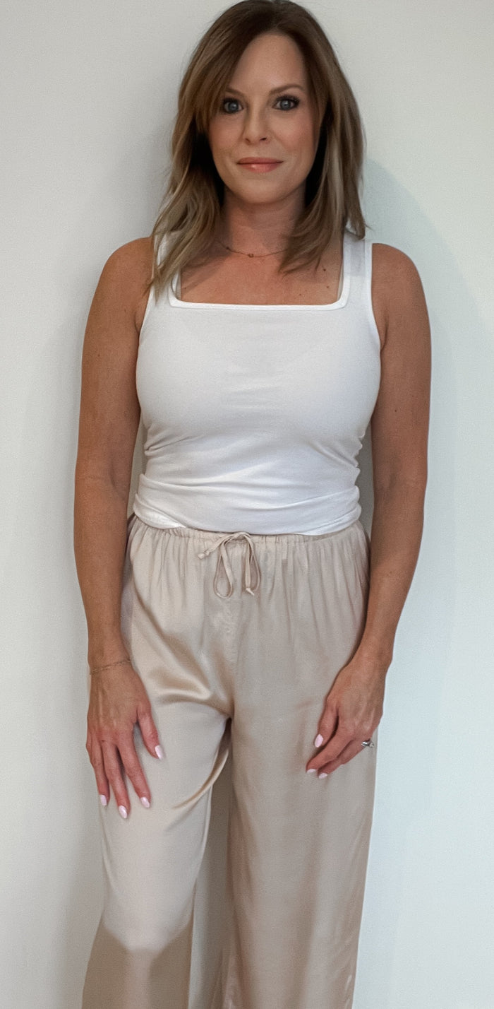 Cape Cod Satin Pant-Champagne-Final Sale