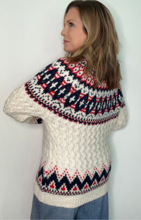 Winter Traditions Sweater-Cream/Navy/Pink