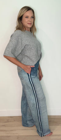 Jojo Denim Track Sweatpants-Navy Stripe