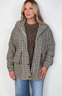 Surrey Plaid Jacket-Cream/Brown