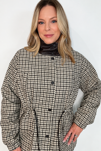 Surrey Plaid Jacket-Cream/Brown